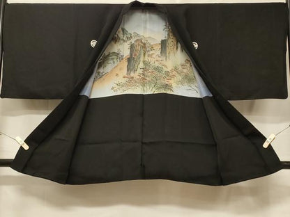 平和屋着物＃男性　羽織　黒紋付き　作家物　正絹　逸品　CABE5313in