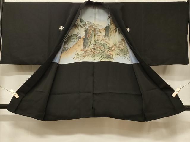 平和屋着物＃男性　羽織　黒紋付き　作家物　正絹　逸品　CABE5313in