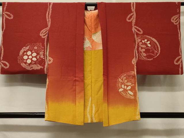平和屋着物＃羽織　絞り　草花丸文　暈し染め　金糸　正絹　逸品　CABE5327in