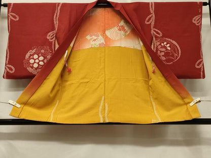 平和屋着物＃羽織　絞り　草花丸文　暈し染め　金糸　正絹　逸品　CABE5327in