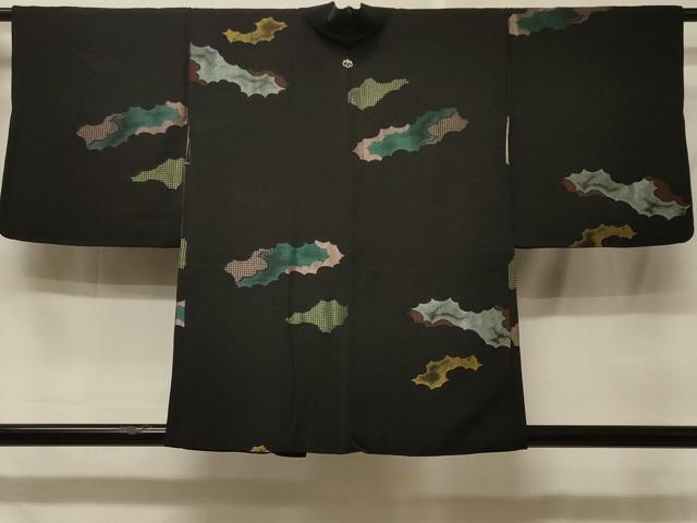 平和屋着物＃羽織　寿光織　霞吉祥文　黒地　金銀糸　正絹　逸品　CABE5330in