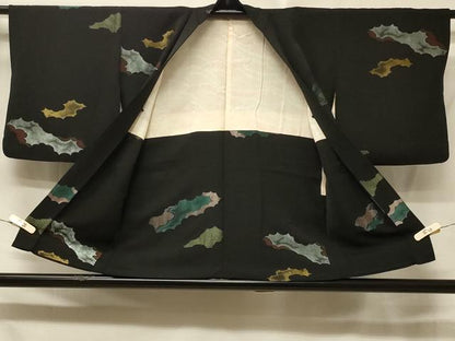 平和屋着物＃羽織　寿光織　霞吉祥文　黒地　金銀糸　正絹　逸品　CABE5330in