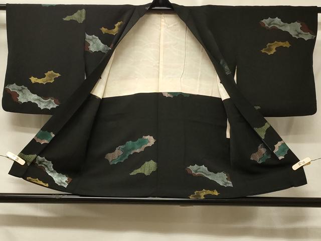 平和屋着物＃羽織　寿光織　霞吉祥文　黒地　金銀糸　正絹　逸品　CABE5330in