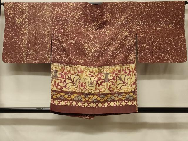 平和屋着物＃道行コート　ろうけつ染め　幾何学花文　暈し染め　正絹　逸品　CABE5337in