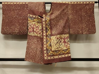 平和屋着物＃道行コート　ろうけつ染め　幾何学花文　暈し染め　正絹　逸品　CABE5337in