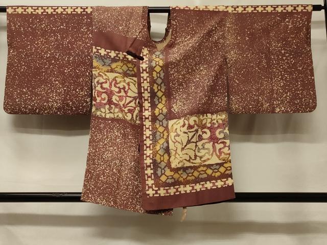 平和屋着物＃道行コート　ろうけつ染め　幾何学花文　暈し染め　正絹　逸品　CABE5337in
