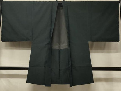 平和屋着物＃男性　長羽織　霞文　藍鉄色　正絹　逸品　未使用　CABE5339in
