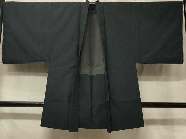 平和屋着物＃男性　長羽織　霞文　藍鉄色　正絹　逸品　未使用　CABE5339in