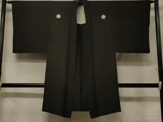 平和屋着物＃男性　長羽織　黒紋付き　正絹　逸品　CABE5344in