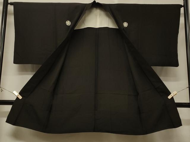 平和屋着物＃男性　長羽織　黒紋付き　正絹　逸品　CABE5344in