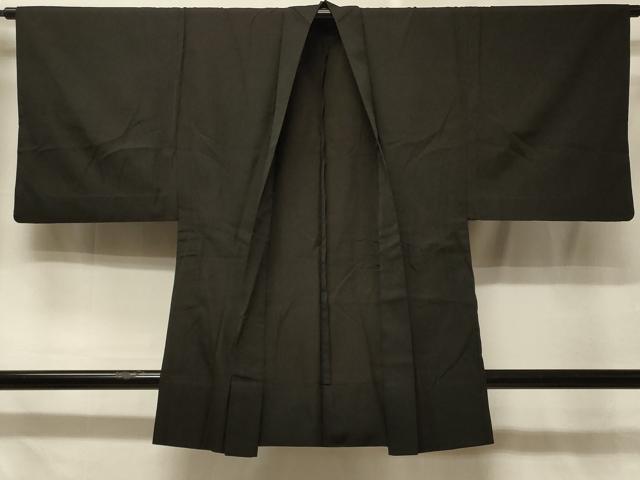 平和屋着物＃男性　羽織　紬地　単衣　黒地　正絹　逸品　CABE5345in