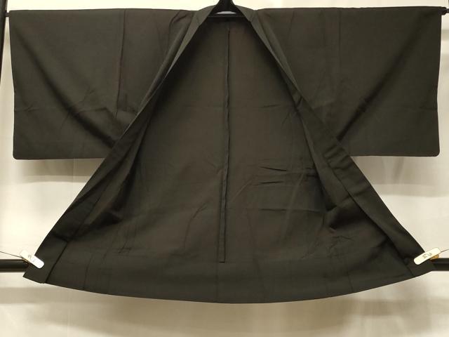 平和屋着物＃男性　羽織　紬地　単衣　黒地　正絹　逸品　CABE5345in