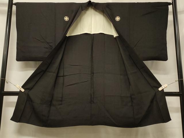平和屋着物＃男性　長羽織　黒紋付き　正絹　逸品　CABE5346in