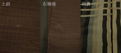平和屋着物＃男性　長羽織　紬地　横段文　正絹　逸品　CABE5347in