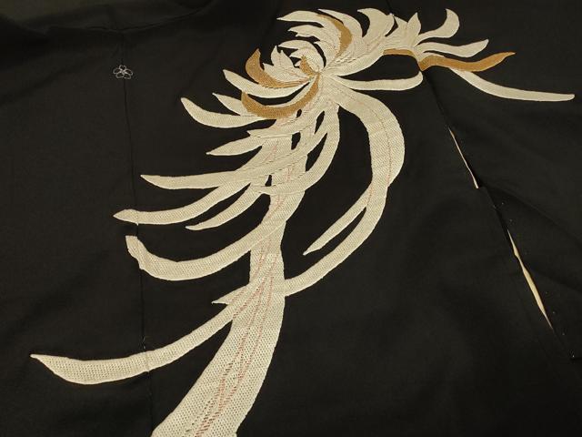 平和屋着物＃羽織　総刺繍　乱菊　黒地　金糸　正絹　逸品　CABE5348in
