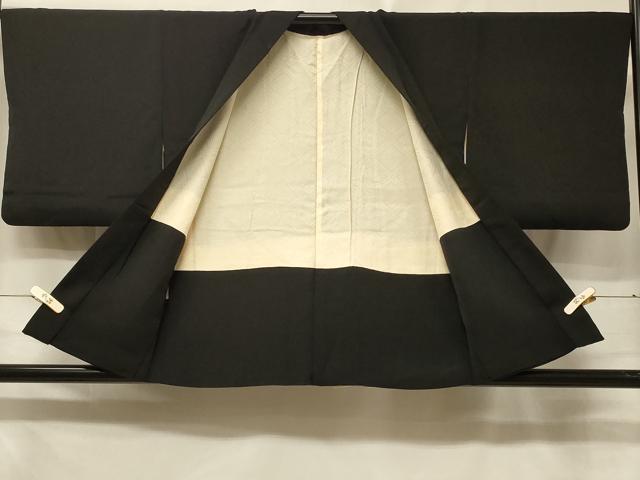 平和屋着物＃羽織　刺繍　枝花文　黒地　金糸　正絹　逸品　CABE5352in