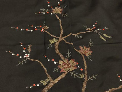 平和屋着物＃羽織　刺繍　枝花文　黒地　金糸　正絹　逸品　CABE5352in