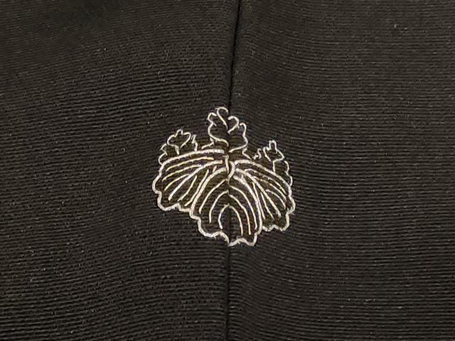 平和屋着物＃羽織　刺繍　枝花文　黒地　金糸　正絹　逸品　CABE5352in