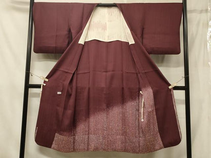 平和屋着物＃道行コート　霞文　たたき染め　ロング丈　正絹　逸品　CABE5353in