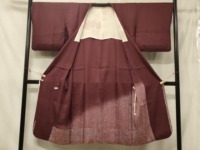 平和屋着物＃道行コート　霞文　たたき染め　ロング丈　正絹　逸品　CABE5353in
