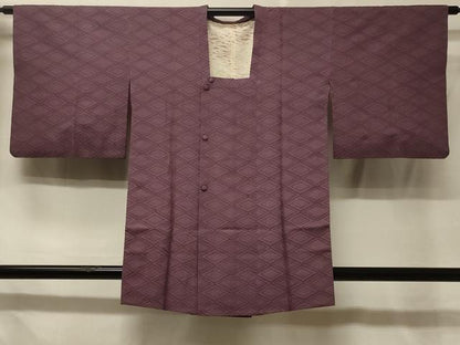 平和屋着物＃道行コート　花菱地紋　紅藤色　正絹　逸品　CABE5355in