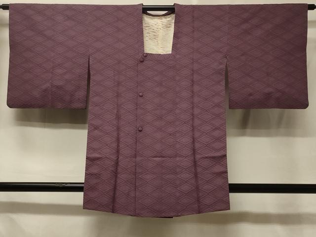 平和屋着物＃道行コート　花菱地紋　紅藤色　正絹　逸品　CABE5355in