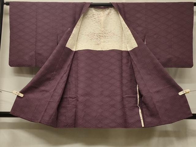 平和屋着物＃道行コート　花菱地紋　紅藤色　正絹　逸品　CABE5355in
