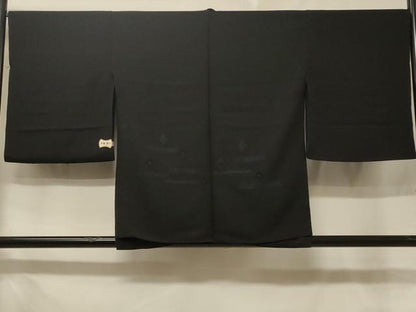 平和屋着物＃羽織　仮絵羽　花菱文　黒地　正絹　逸品　未使用　CABE5356in
