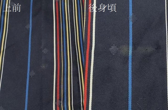 平和屋着物＃道行コート　雨コート　単衣　縞　東急百貨店扱い　ロング丈　正絹　逸品　CABE5359in