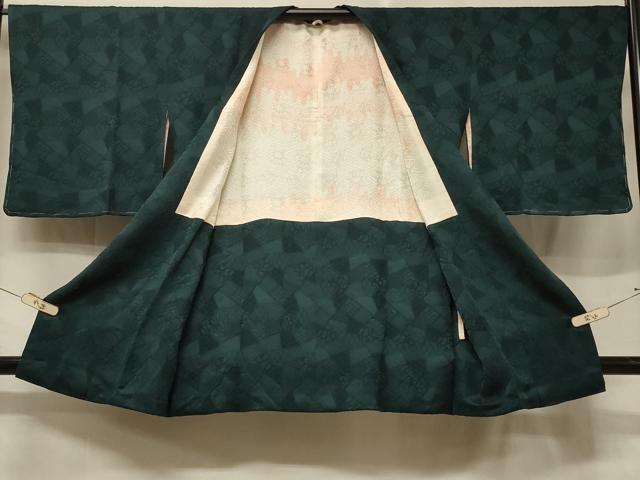 平和屋着物＃道行コート　色紙重ね花地紋　百入茶色　正絹　逸品　未使用　CABE5366in
