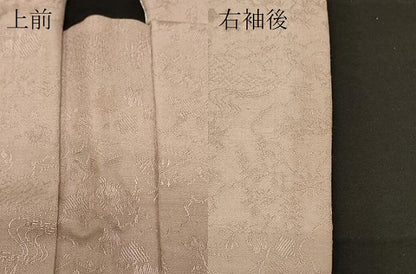 平和屋着物＃羽織　流水草花地紋　灰桜色　正絹　逸品　CABE5369in