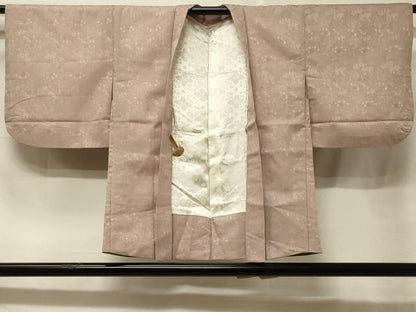 平和屋着物＃羽織　流水草花地紋　灰桜色　正絹　逸品　CABE5369in