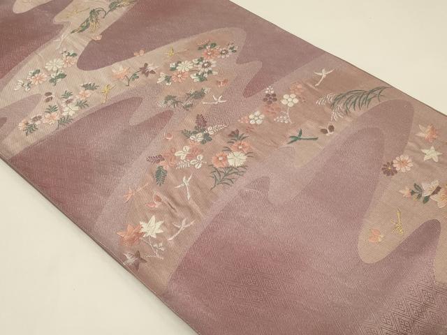 平和屋着物◎六通柄袋帯 唐織 道長舞蝶花鳥文 金銀糸 正絹 逸品 CABE5420in