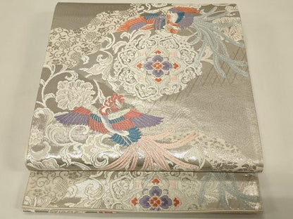 平和屋着物◎六通柄袋帯 唐織 鳳凰正倉院花文 金銀糸 正絹 逸品 未使用 CABE5423in