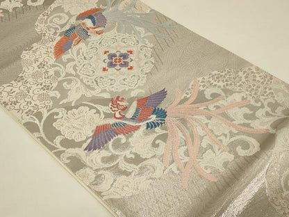 平和屋着物◎六通柄袋帯 唐織 鳳凰正倉院花文 金銀糸 正絹 逸品 未使用 CABE5423in