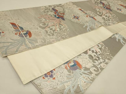 平和屋着物◎六通柄袋帯 唐織 鳳凰正倉院花文 金銀糸 正絹 逸品 未使用 CABE5423in