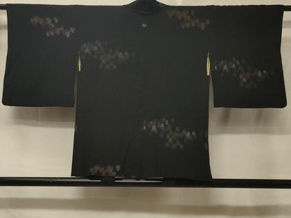 平和屋着物＃羽織 寿光織 樹林文 黒地 金銀糸 正絹 逸品 CABE5437in