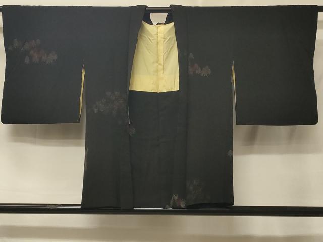 平和屋着物＃羽織 寿光織 樹林文 黒地 金銀糸 正絹 逸品 CABE5437in