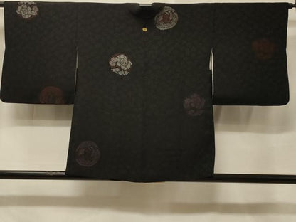 平和屋着物＃羽織　寿光織　花鳥丸文　鳳凰　銀糸　正絹　逸品　CABE5466in