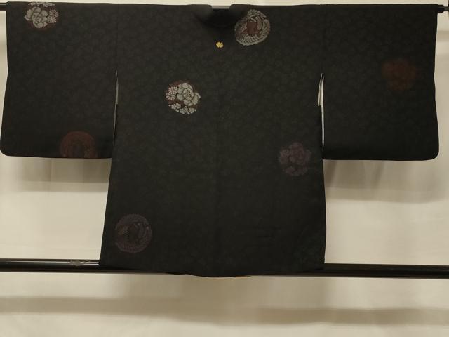 平和屋着物＃羽織　寿光織　花鳥丸文　鳳凰　銀糸　正絹　逸品　CABE5466in