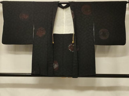 平和屋着物＃羽織　寿光織　花鳥丸文　鳳凰　銀糸　正絹　逸品　CABE5466in