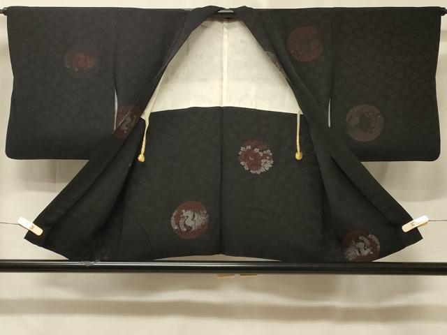 平和屋着物＃羽織　寿光織　花鳥丸文　鳳凰　銀糸　正絹　逸品　CABE5466in