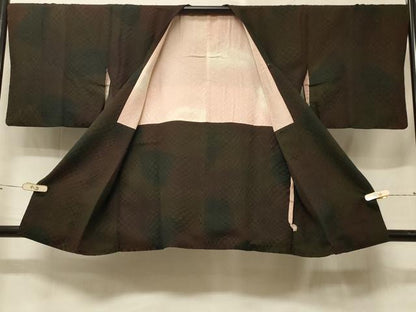 平和屋着物＃道行コート　幾何学文様　正絹　逸品　CABE5467in