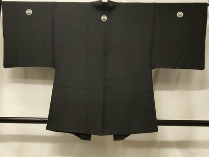 平和屋着物＃男性　羽織　黒紋付き　正絹　逸品　CABE5471in