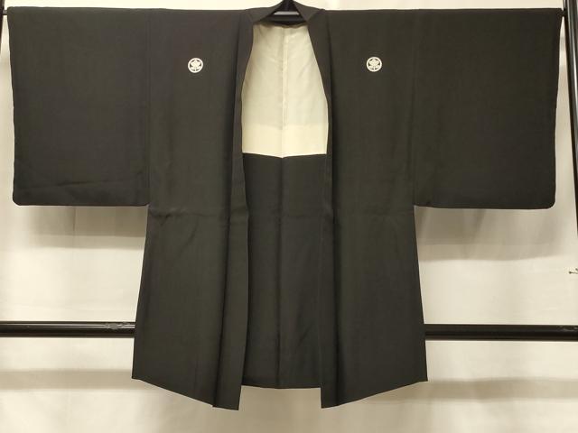 平和屋着物＃男性　羽織　黒紋付き　正絹　逸品　CABE5472in