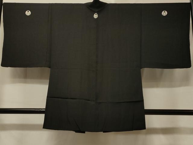 平和屋着物＃男性　羽織　黒紋付き　正絹　逸品　CABE5473in