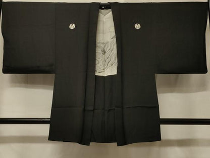 平和屋着物＃男性　羽織　黒紋付き　正絹　逸品　CABE5473in