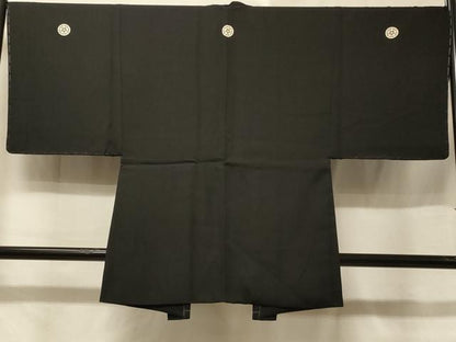 平和屋着物＃男性　長羽織　黒紋付き　正絹　逸品　未使用　CABE5474in
