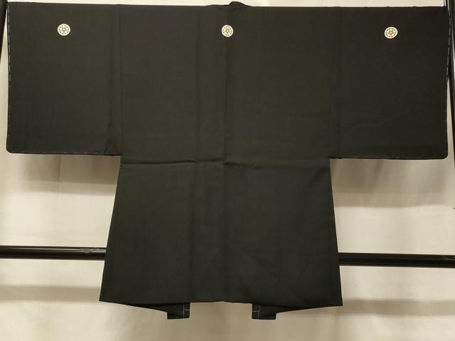 平和屋着物＃男性　長羽織　黒紋付き　正絹　逸品　未使用　CABE5474in