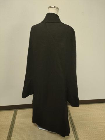 平和屋着物＃男性　トンビコート　インバネスコート　和装コート　黒地　交織　CABE5480in